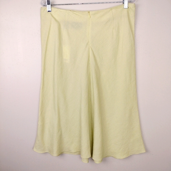 🆕 New York & Company Pastel Green Linen A-Line Flutter Midi Skirt Sz. 12 - Picture 2 of 8
